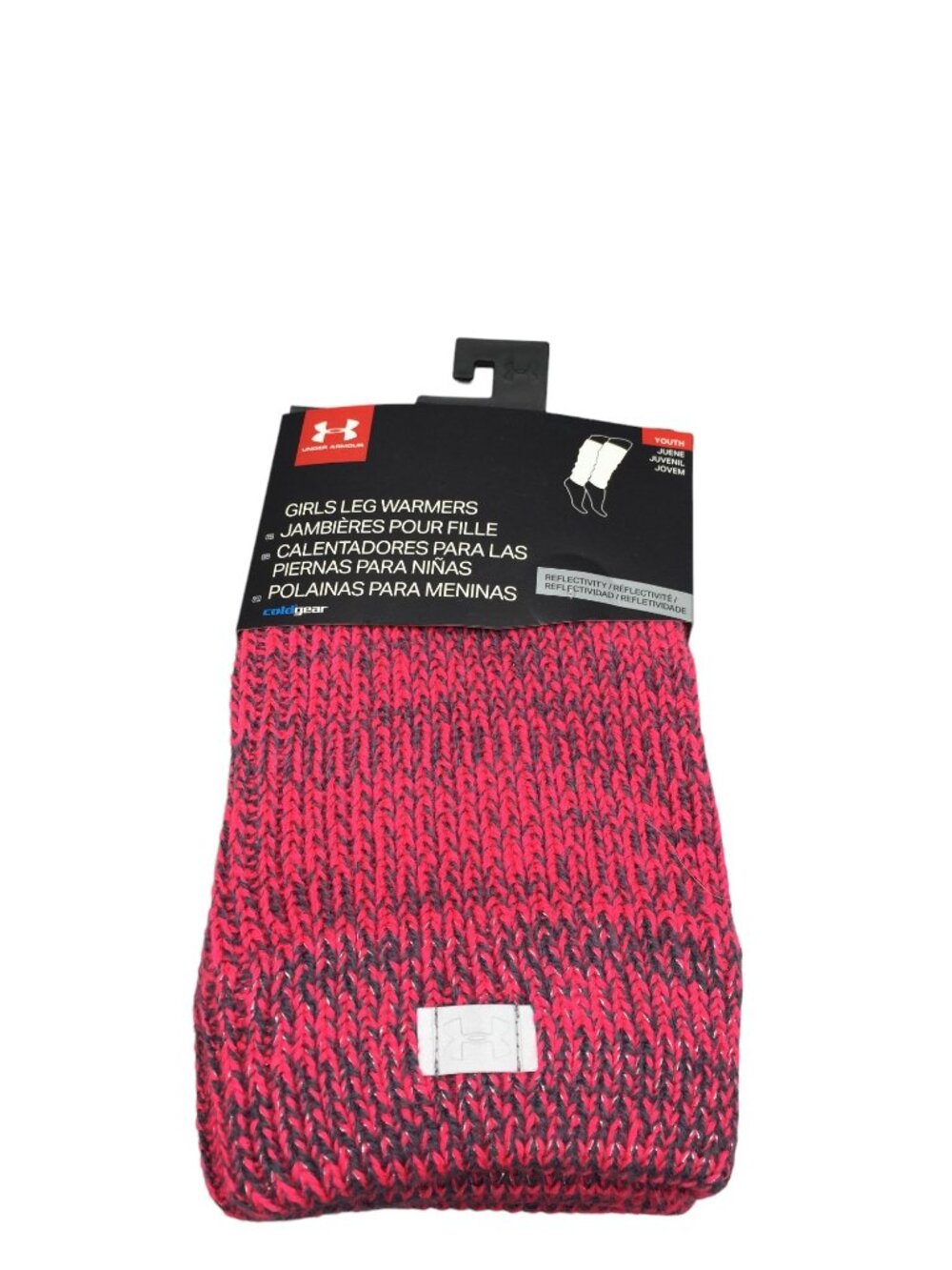 Under Armour Youth Girls Leg Warmers Marled Rose Gray Silver Metallic Thread